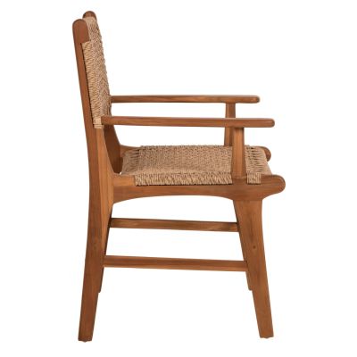 ARMCHAIR NESHA ΗΜ9385.11 SOLID TEAK NATURAL COLOR KNITTED RATTAN ROPE 57.5x59x90Hcm.