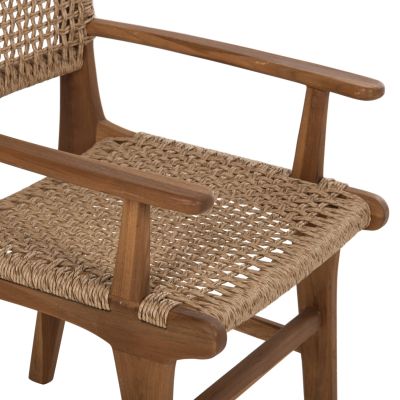 ARMCHAIR NESHA ΗΜ9385.11 SOLID TEAK NATURAL COLOR KNITTED RATTAN ROPE 57.5x59x90Hcm.