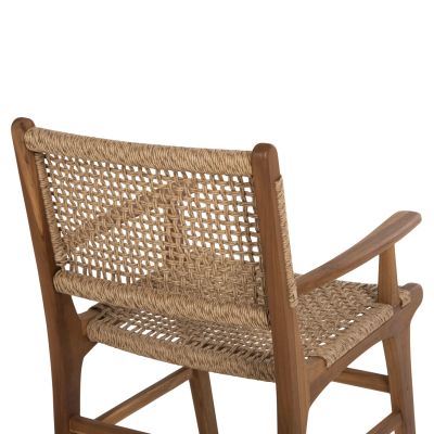 ARMCHAIR NESHA ΗΜ9385.11 SOLID TEAK NATURAL COLOR KNITTED RATTAN ROPE 57.5x59x90Hcm.