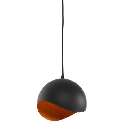 CEILING PENDANT LAMP HM4165.01 METAL SPHERE-BLACK & ORANGE Φ20x118Hcm.