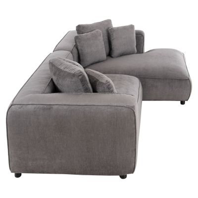 ЪГЛОВ ДИВАН 3 МЕСТА GRACE -  СИВ ДАМАС 252x105-160x70-90Hcm.