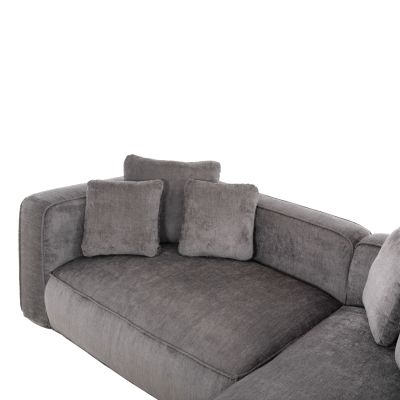 ЪГЛОВ ДИВАН 3 МЕСТА GRACE -  СИВ ДАМАС 252x105-160x70-90Hcm.