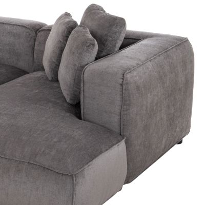 ЪГЛОВ ДИВАН 3 МЕСТА GRACE -  СИВ ДАМАС 252x105-160x70-90Hcm.