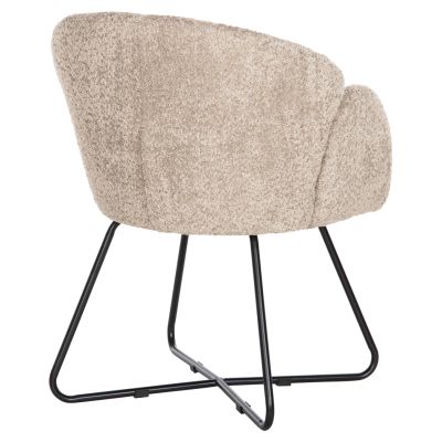 КРЕСЛО HARNIS HM9603.08 БЕЖОВО БУКЛЕ-ЧЕРНА МЕТАЛНА ОСНОВА 59.5x64x77Hcm.