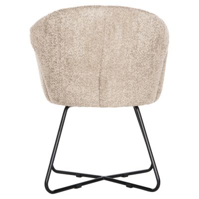 КРЕСЛО HARNIS HM9603.08 БЕЖОВО БУКЛЕ-ЧЕРНА МЕТАЛНА ОСНОВА 59.5x64x77Hcm.