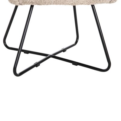 КРЕСЛО HARNIS HM9603.08 БЕЖОВО БУКЛЕ-ЧЕРНА МЕТАЛНА ОСНОВА 59.5x64x77Hcm.