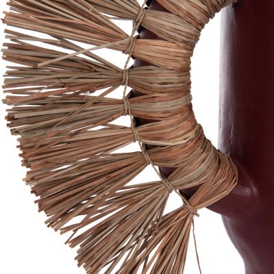 DECORATIVE TABLE VASE ALICA HM4668.06S TERRACOTA IN MAROON COLOR & GRASS--55x19x34Hcm.