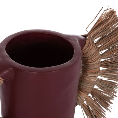 DECORATIVE TABLE VASE ALICA HM4668.06S TERRACOTA IN MAROON COLOR & GRASS--55x19x34Hcm.