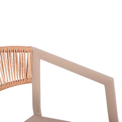 БАР СТОЛ АЛУМИНИЕВ CHAMPAGNE HM5892.13 СРЕДЕН ВИСОЧИН С РАМЕНИ-РАТАН И ТЕКСТЛИНИЯ 57x61x103Hcm.