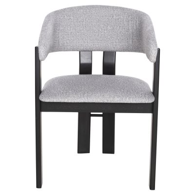 DINING CHAIR ZARRA HM9970.02 RUBBERWOOD IN BLACK-LIGHT GREY FABRIC 55,5x59x81,5Hcm.