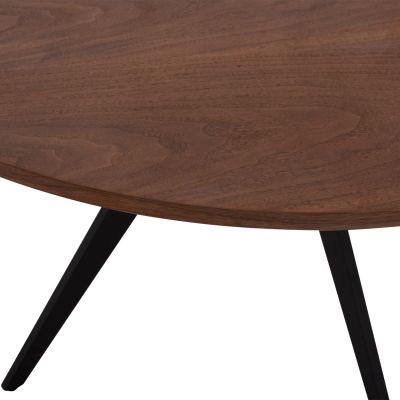 DINING TABLE ROUND MDF TOP WITH WALNUT WOOD VENEER RUSTIC STYLE Φ120x75Υεκ.HM9307.02