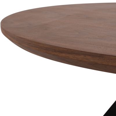 DINING TABLE ROUND MDF TOP WITH WALNUT WOOD VENEER RUSTIC STYLE Φ120x75Υεκ.HM9307.02