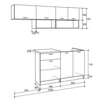 KITCHEN UNIT MELAMINE SONAMA-WHITE HM2442 200x46-29.2cm.