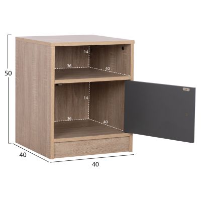 NIGHTSTAND MELAMINE MALORY SONOMA-GREY 40x40x50Hcm.HM2205.04