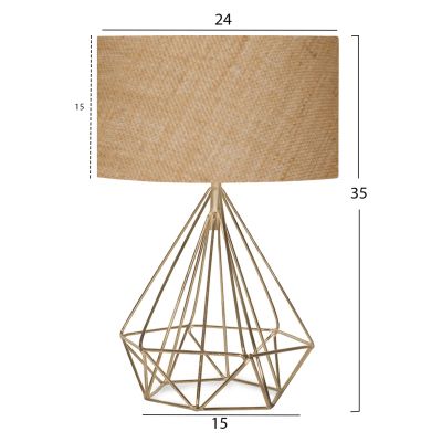 НАСТОЛНА ЛАМПА HM7606.01 ЗЛАТЕН МЕТАЛЕН КОРПУС, ПЯСЪЧНО БЕЖОВ АБЮРЕН ТЪК