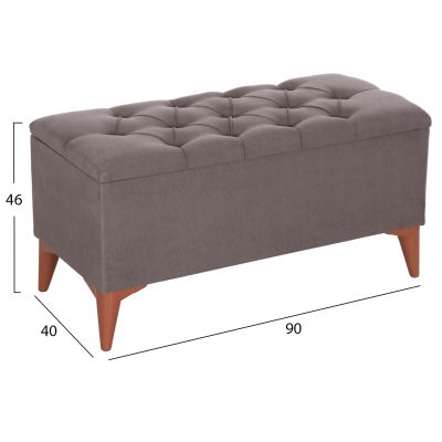 LONG STOOL-TRUNK STROL HM9261.01 GREY FABRIC QUILTED SEAT