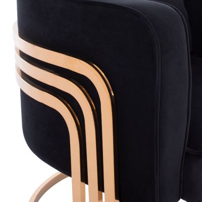 TIANA ARMCHAIR WITH GOLD METAL FRAME AND LOW BACK IN A SEMI-CIRCULAR ARRANGEMENT HM8738.04