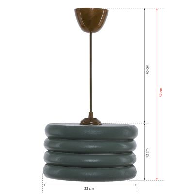 CEILING PENDANT HM7655.01, GREEN WOODEN RINGS, Φ23x57