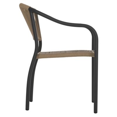 КРЕСЛО АЛУМИНИЕВО HM5856.02 ВЪГЛЕНО СИВО С PE ПЛИТЕНО ВЪЖЕ 57x63x80H