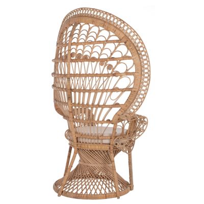 ARMCHAIR ROYAL PEACOCK HM9342 RATTAN IN NATURAL- CUSHION BEIGE 114x72x150Hcm.