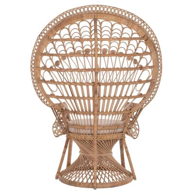 ARMCHAIR ROYAL PEACOCK HM9342 RATTAN IN NATURAL- CUSHION BEIGE 114x72x150Hcm.