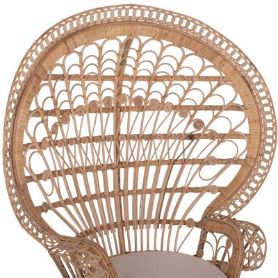 ARMCHAIR ROYAL PEACOCK HM9342 RATTAN IN NATURAL- CUSHION BEIGE 114x72x150Hcm.