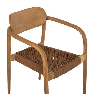 ARMCHAIR OSLO HM9636.01 TEAK WOOD IN NATURAL & BROWN ROPE 55x54x80Hcm.