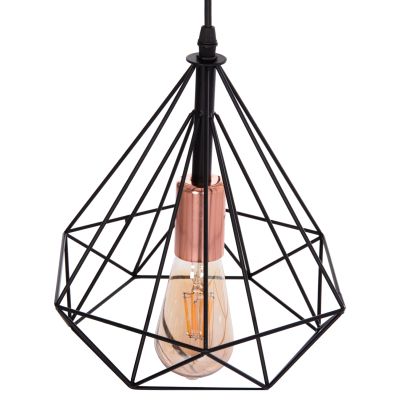 CEILING PENDANT LAMP HM4041 3-LIGHT BLACK METAL 25x22x123Hcm.