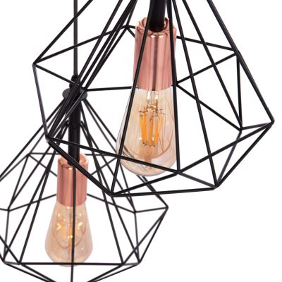 CEILING PENDANT LAMP HM4041 3-LIGHT BLACK METAL 25x22x123Hcm.