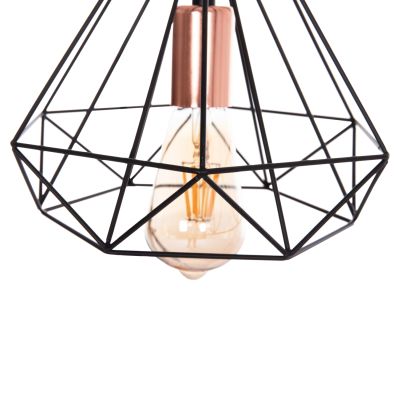 CEILING PENDANT LAMP HM4041 3-LIGHT BLACK METAL 25x22x123Hcm.