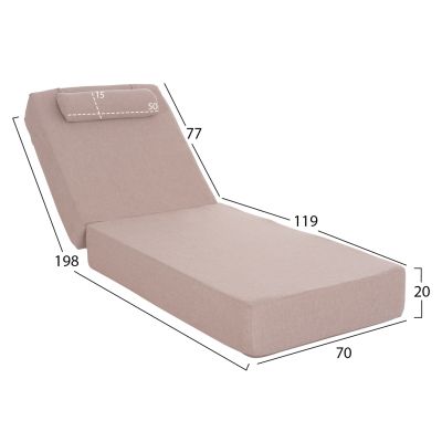 SUNLOUNGER CUSHION KIHEI HM21094.02 OLEFIN IN BEIGE WITH FOAM FILLING 198x70x20Hcm.