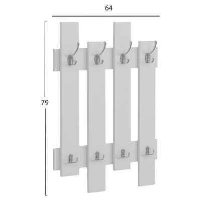WALL COAT HANGER WESSON HM8940.11 MELAMINE IN WHITE 64x4x79Hcm.