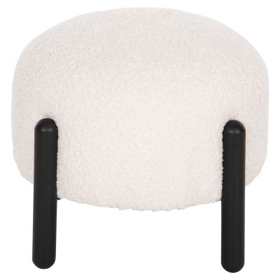 ТАБУРЕТКА КРЪГЛА EWAN HM9596.06 ЕКРЮ МАТЕРИЯ БУКЛЕ-ЧЕРНИ МЕТАЛНИ КРАКА Φ45x36Hсм.