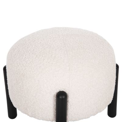 ТАБУРЕТКА КРЪГЛА EWAN HM9596.06 ЕКРЮ МАТЕРИЯ БУКЛЕ-ЧЕРНИ МЕТАЛНИ КРАКА Φ45x36Hсм.