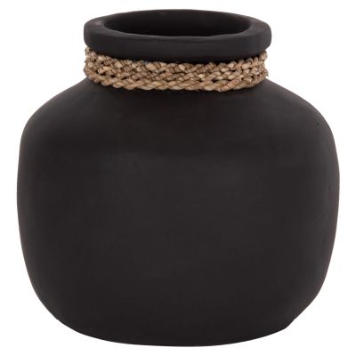 TABLE DECORATIVE VASE CAMMER HM4687.01S TERRACOTA IN BLACK--Φ22x20Hcm.