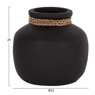 TABLE DECORATIVE VASE CAMMER HM4687.01S TERRACOTA IN BLACK--Φ22x20Hcm.