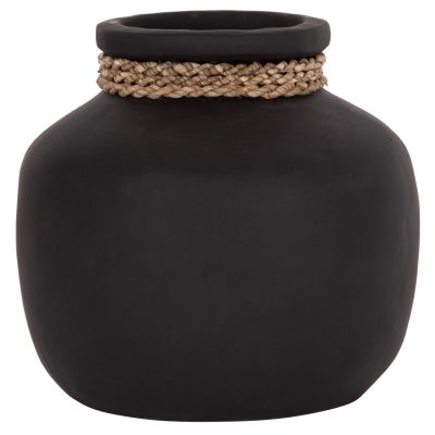 TABLE DECORATIVE VASE CAMMER HM4687.01S TERRACOTA IN BLACK--Φ22x20Hcm.