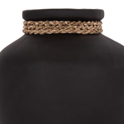 TABLE DECORATIVE VASE CAMMER HM4687.01S TERRACOTA IN BLACK--Φ22x20Hcm.