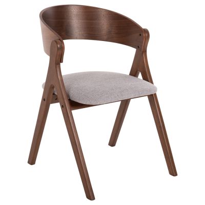 DINING CHAIR NEKKER HM9739.02 RUBBERWOOD IN WALNUT COLOR-GREY FABRIC SEAT 56x55x78Hcm.