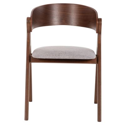 DINING CHAIR NEKKER HM9739.02 RUBBERWOOD IN WALNUT COLOR-GREY FABRIC SEAT 56x55x78Hcm.