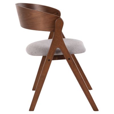 DINING CHAIR NEKKER HM9739.02 RUBBERWOOD IN WALNUT COLOR-GREY FABRIC SEAT 56x55x78Hcm.