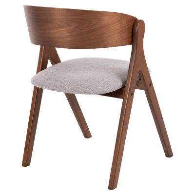 DINING CHAIR NEKKER HM9739.02 RUBBERWOOD IN WALNUT COLOR-GREY FABRIC SEAT 56x55x78Hcm.