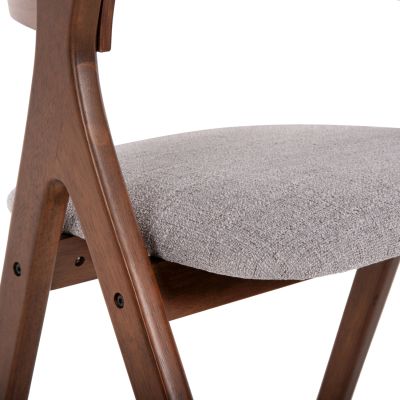 DINING CHAIR NEKKER HM9739.02 RUBBERWOOD IN WALNUT COLOR-GREY FABRIC SEAT 56x55x78Hcm.