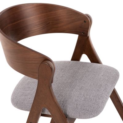 DINING CHAIR NEKKER HM9739.02 RUBBERWOOD IN WALNUT COLOR-GREY FABRIC SEAT 56x55x78Hcm.