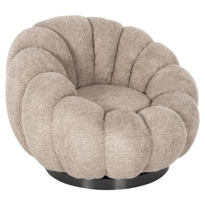 ARMCHAIR SWIVEL GRYMM HM9601.08 BROWNISH BEIGE BOUCLE-BLACK METAL BASE 95x92x68Hcm.