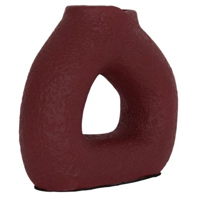 TABLE DECORATIVE VASE DECANT HM4667.06S TERRACOTA IN MAROON RED--17.5x6.5x17Hcm.
