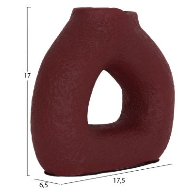 TABLE DECORATIVE VASE DECANT HM4667.06S TERRACOTA IN MAROON RED--17.5x6.5x17Hcm.