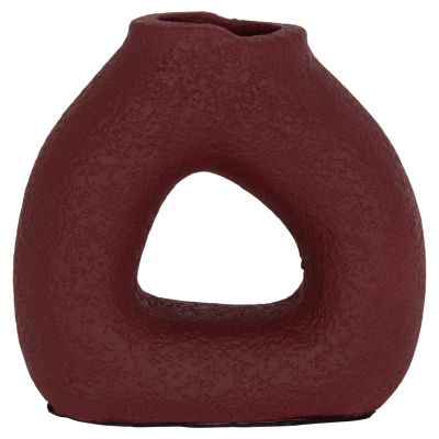 TABLE DECORATIVE VASE DECANT HM4667.06S TERRACOTA IN MAROON RED--17.5x6.5x17Hcm.