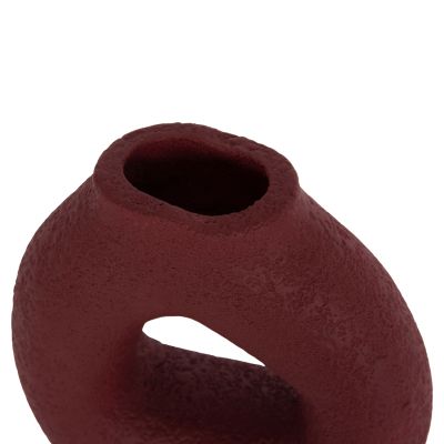 TABLE DECORATIVE VASE DECANT HM4667.06S TERRACOTA IN MAROON RED--17.5x6.5x17Hcm.