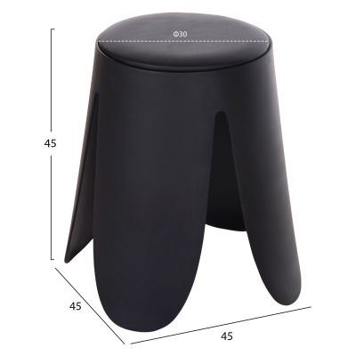 ТАБУРЕТКА DENTY HM9619.02 ПОЛИПРОПИЛЕН В ЧЕРНО-PU СЕДАЛКА В ЧЕРНО Φ30x45Hcm.